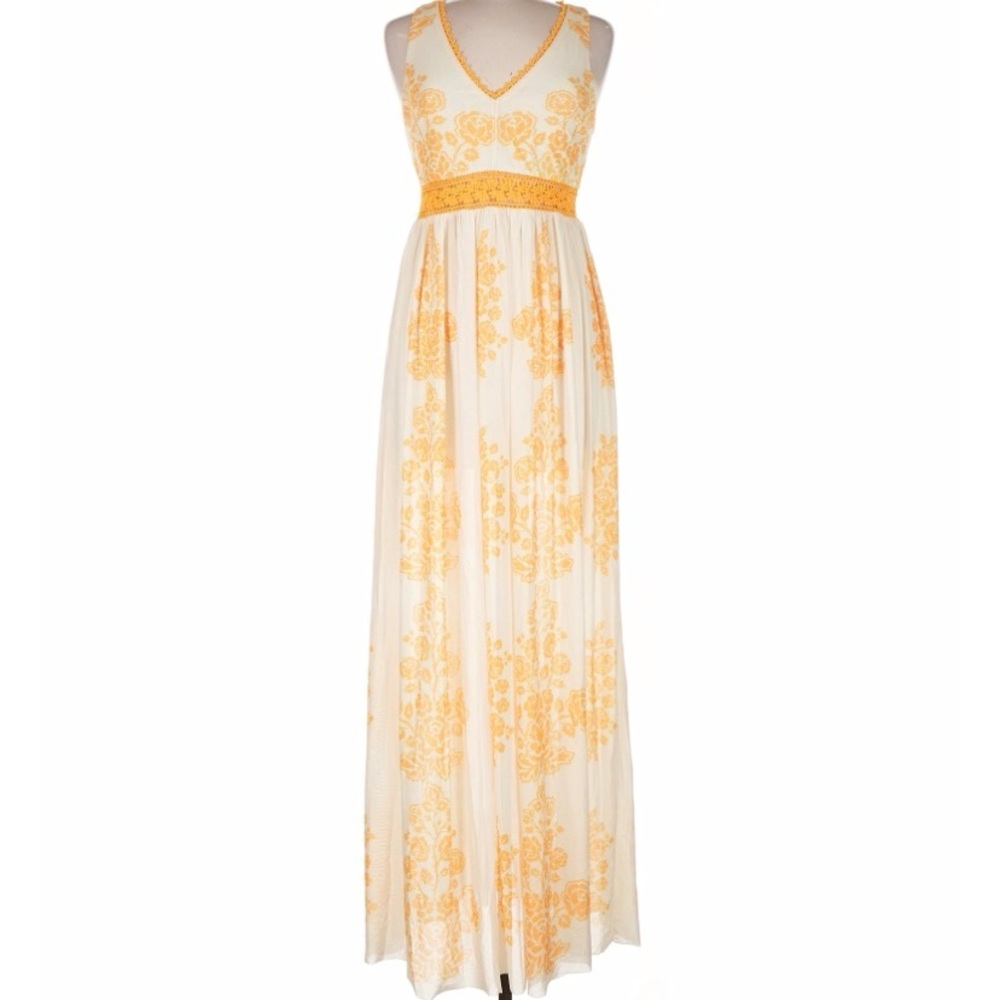 Flying Tomato Yellow Floral Maxi Dress